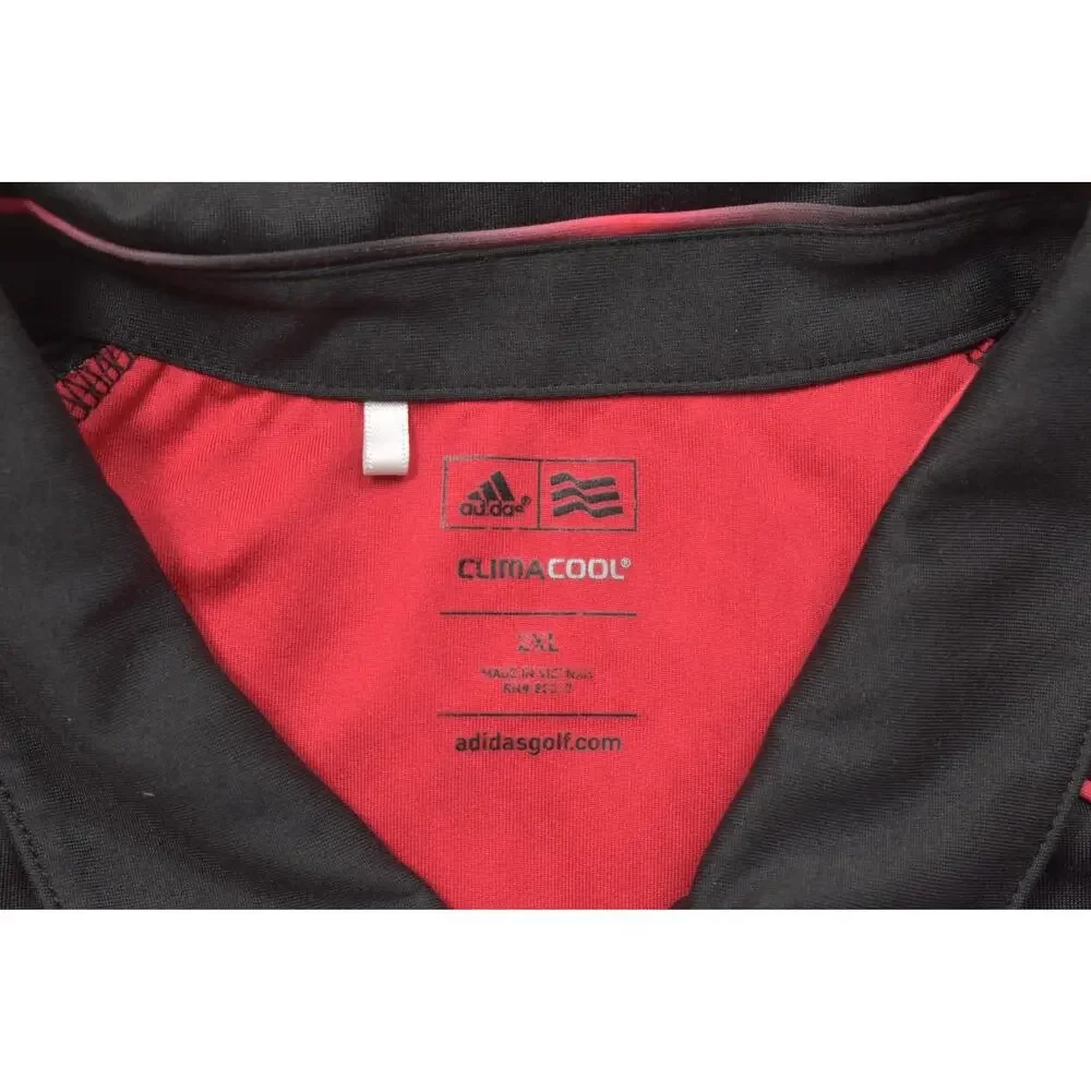 Adidas Golf ClimaCool Polo Shirt Men 2XL Gray Red Piping Raglan Short Sleeve